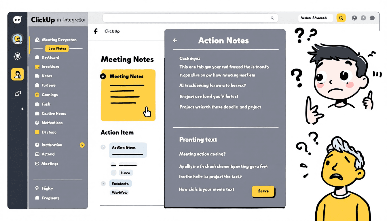 ClickUp integration dashboard showing automated task creation from meeting notes with AI-powered action item extraction