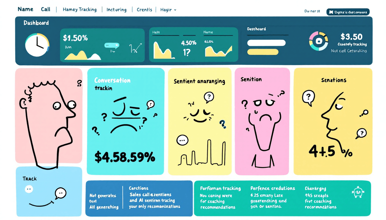 Dashboard di ottimizzazione delle chiamate di vendita che mostra l’analisi delle conversazioni, il tracciamento del sentiment e le metriche di performance con raccomandazioni di coaching basate sull’IA