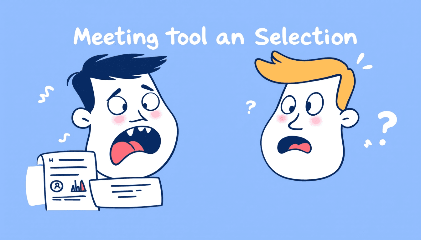Meeting tool selection criteria interface showing evaluation frameworks comparison matrices and decision-making tools